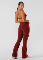 Effortless Contrast Lotus Flared Full Length Leggings